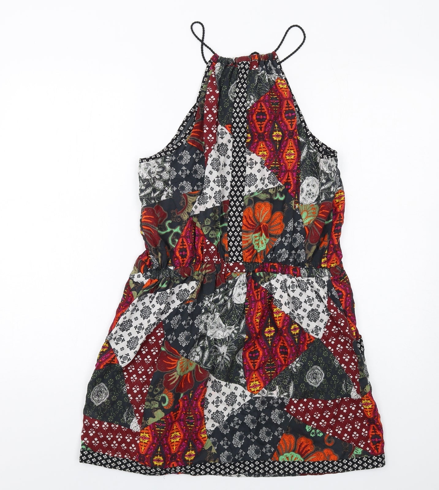 NEXT Womens Multicoloured Geometric Viscose A-Line Size 10 Round Neck Pullover