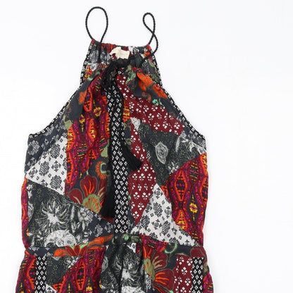 NEXT Womens Multicoloured Geometric Viscose A-Line Size 10 Round Neck Pullover