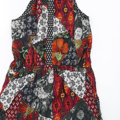 NEXT Womens Multicoloured Geometric Viscose A-Line Size 10 Round Neck Pullover