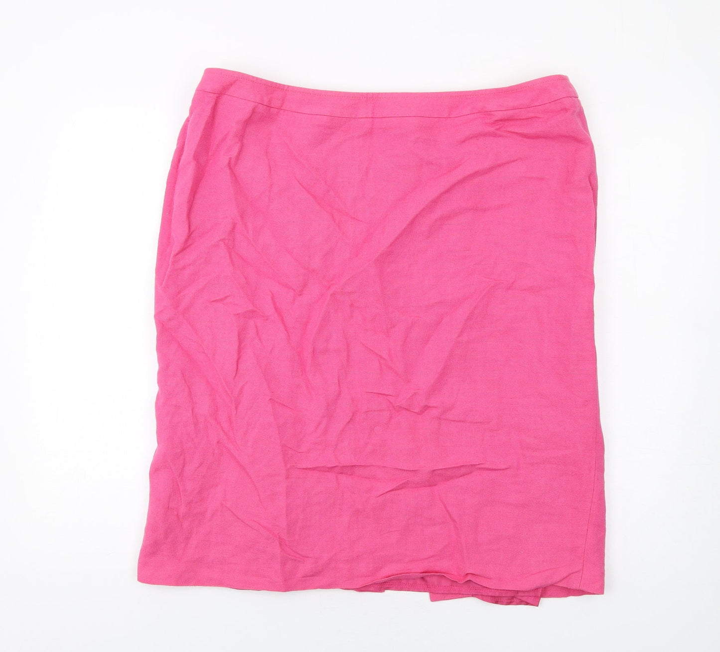 Ann Harvey Womens Pink Linen A-Line Skirt Size 18 Zip