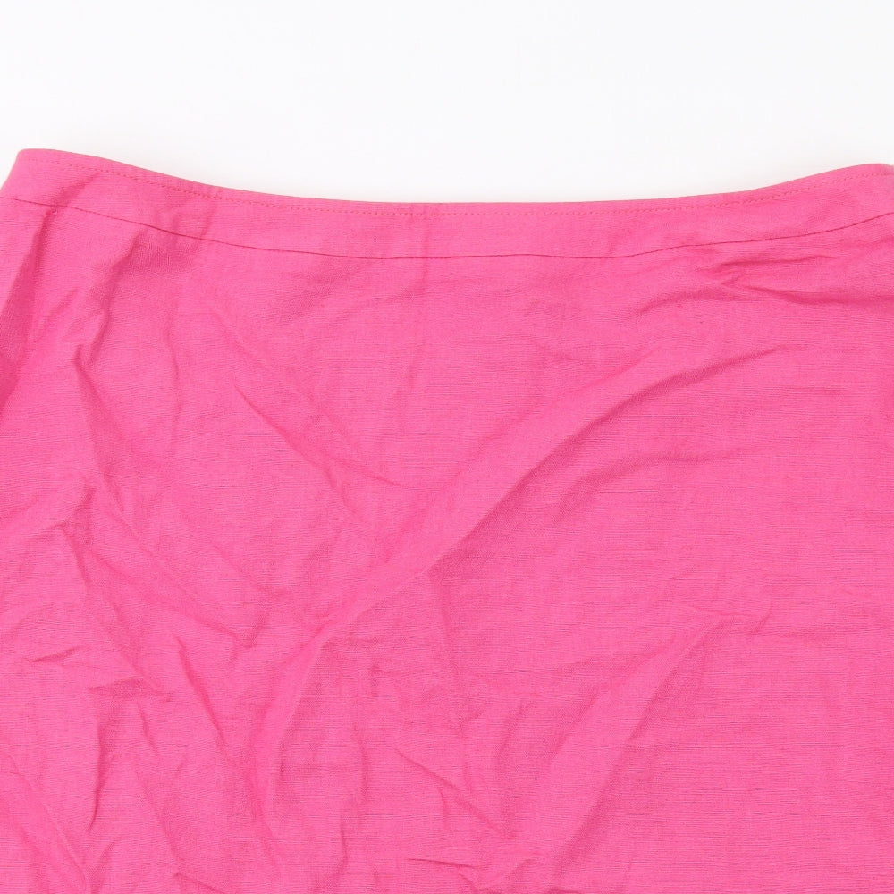Ann Harvey Womens Pink Linen A-Line Skirt Size 18 Zip
