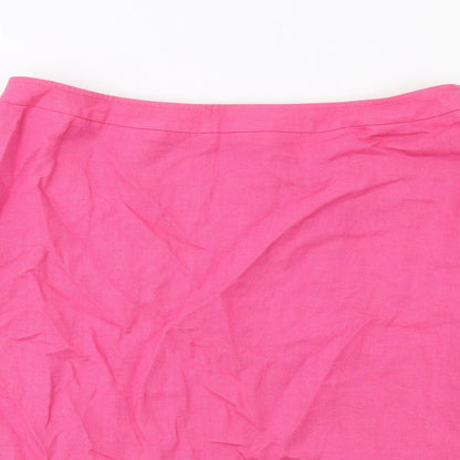 Ann Harvey Womens Pink Linen A-Line Skirt Size 18 Zip
