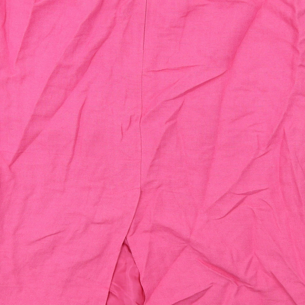 Ann Harvey Womens Pink Linen A-Line Skirt Size 18 Zip
