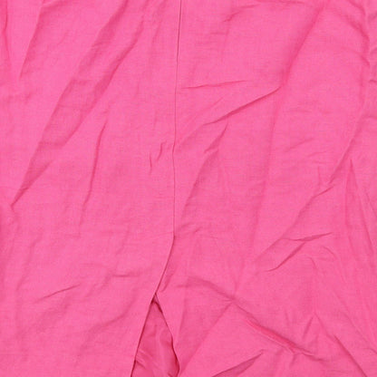 Ann Harvey Womens Pink Linen A-Line Skirt Size 18 Zip