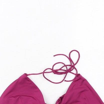 Oh Polly Womens Purple Polyester Basic T-Shirt Size 6 V-Neck
