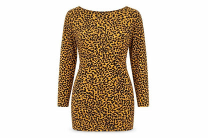& Other Stories Womens Orange Animal Print Polyester Mini Size 8 Round Neck Zip