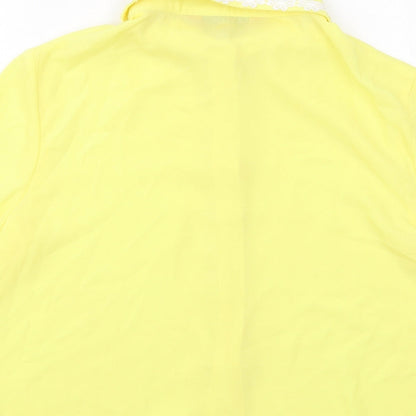 Boohoo Womens Yellow Polyester Basic Button-Up Size 10 Collared - Embroidered Collar