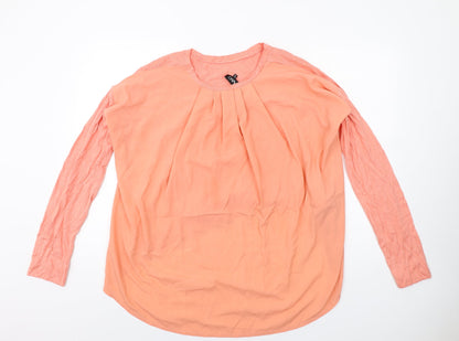 A&G Womens Pink Cotton Basic Blouse Size 12 Round Neck