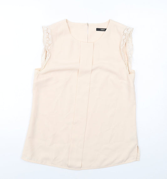 Womens UK Size 10 Oasis Beige Basic Blouse