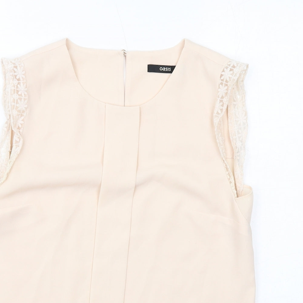 Womens UK Size 10 Oasis Beige Basic Blouse