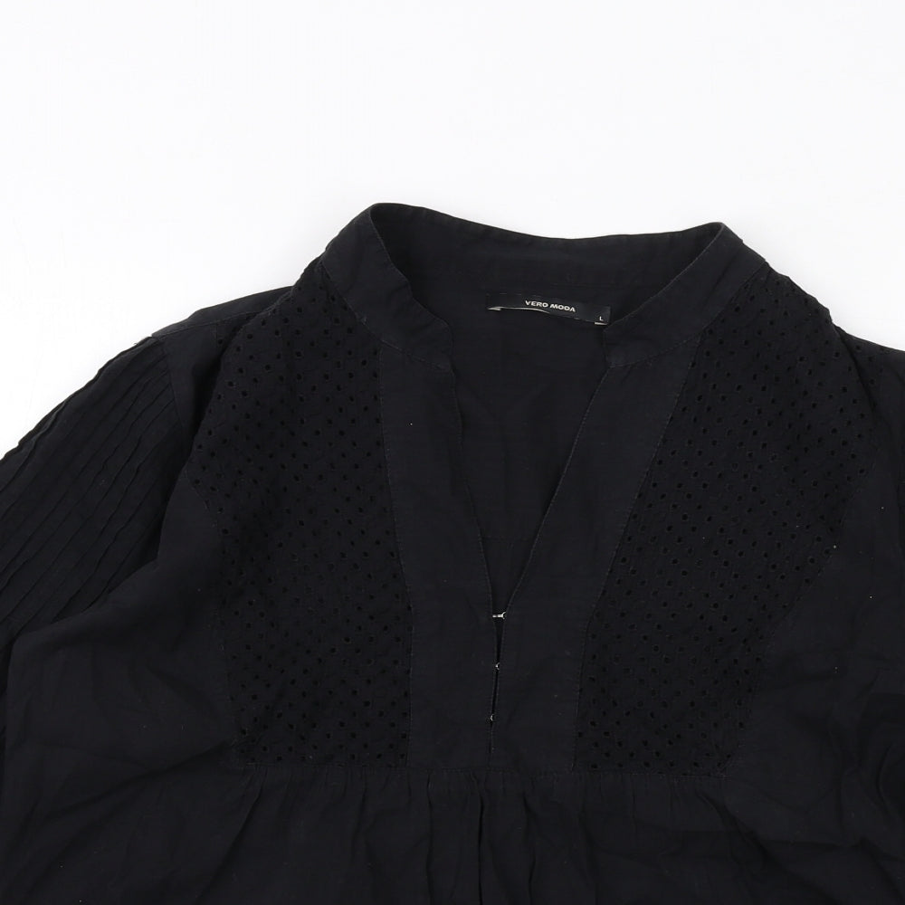Womens UK Size L VERO MODA Black Basic Blouse