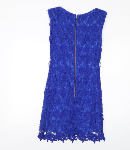 Mango Womens Blue Cotton Ball Gown Size M Scoop Neck Zip