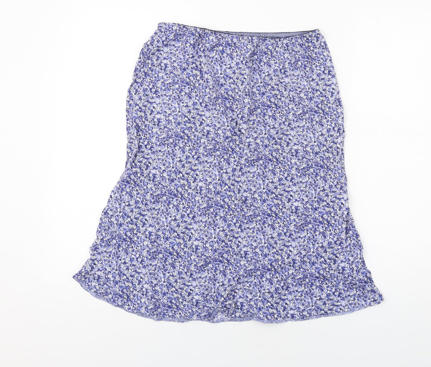 Ozone Womens Blue Floral Viscose A-Line Skirt Size 14