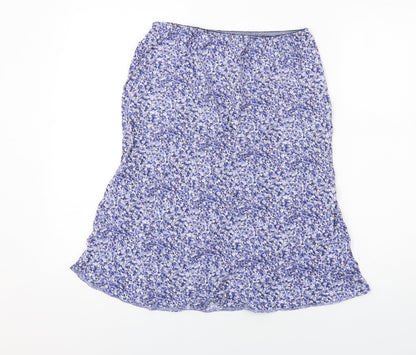 Ozone Womens Blue Floral Viscose A-Line Skirt Size 14