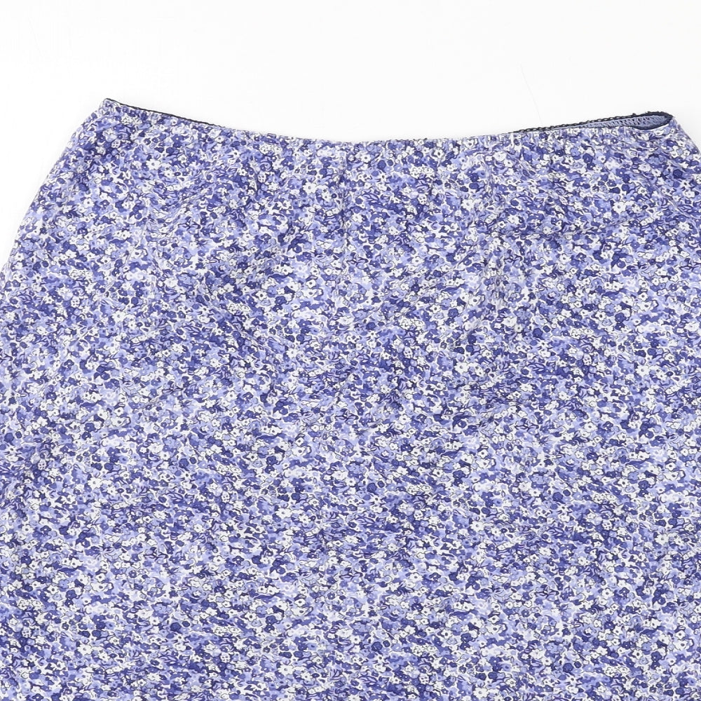 Ozone Womens Blue Floral Viscose A-Line Skirt Size 14