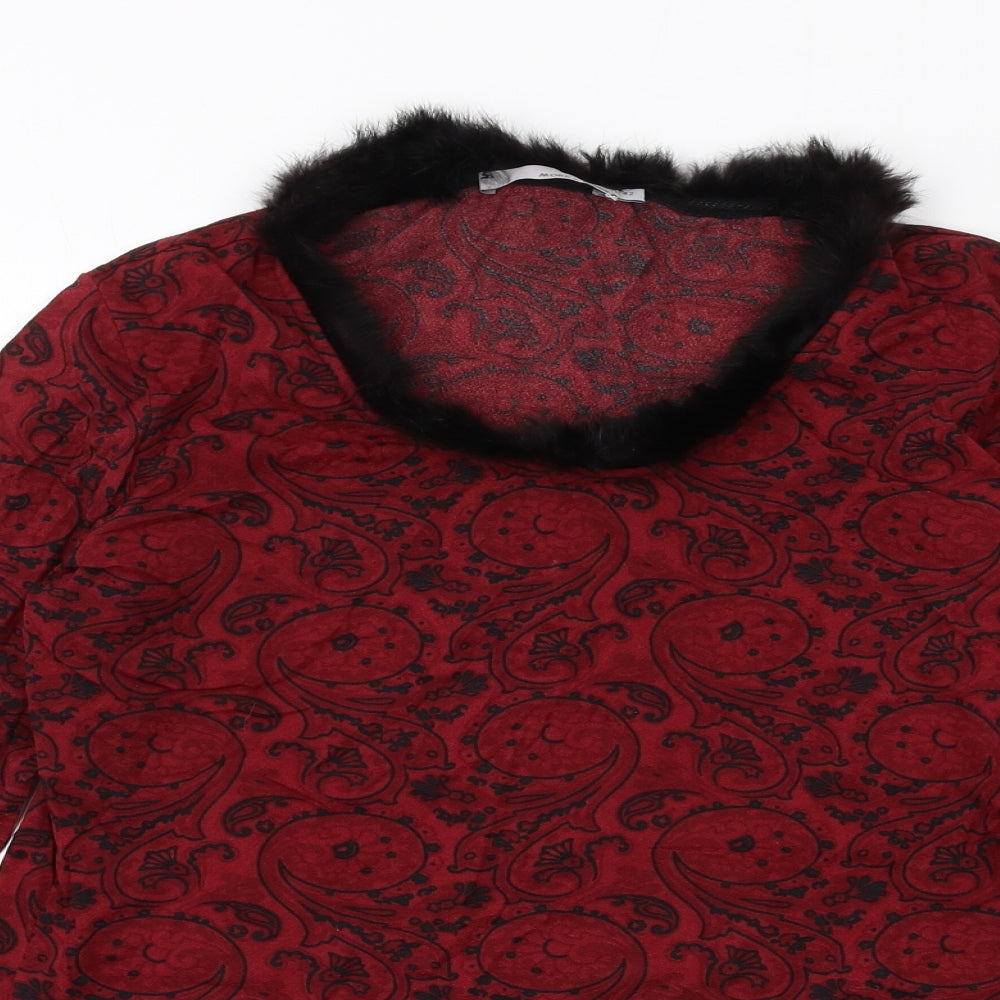 Womens UK Size 14 MORE & MORE Red Basic T-Shirt