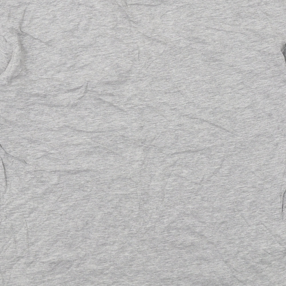 Mango Womens Grey Cotton Basic T-Shirt Size M V-Neck