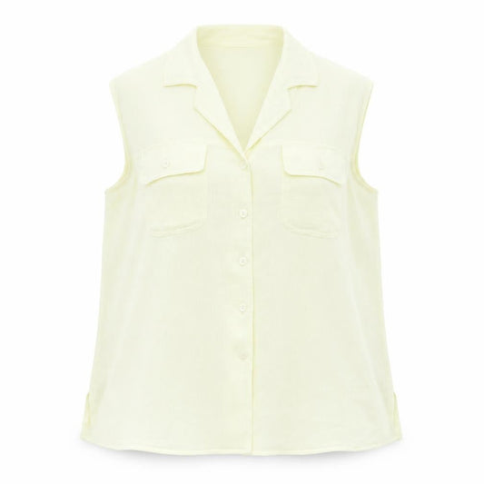 Donna Seta Womens Ivory Silk Basic Button-Up Size M Collared