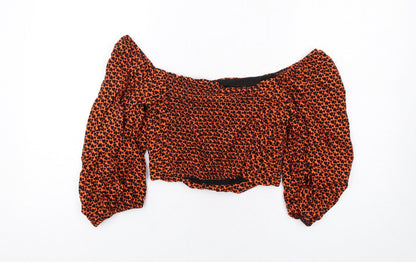 Womens UK Size 6 Topshop Orange Basic T-Shirt