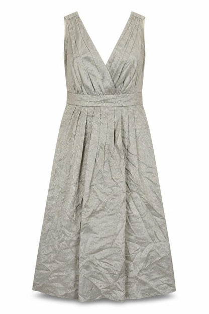 Warehouse Womens Gold Cotton A-Line Size 8 V-Neck Zip