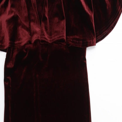 New Look Womens Red Polyester Bodycon Size 6 Off the Shoulder Pullover