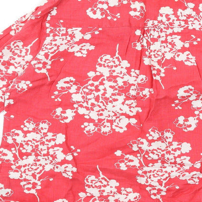 Boden Womens Pink Geometric Linen Basic T-Shirt Size 14 V-Neck