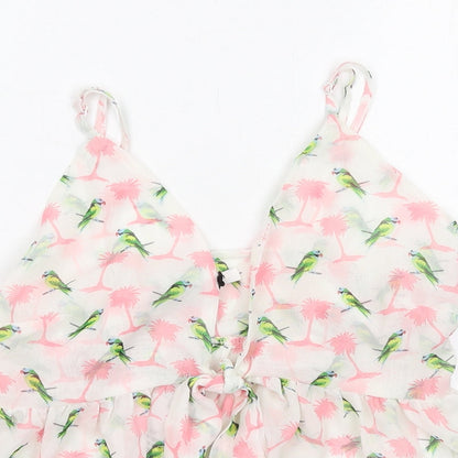 Glamorous Womens White Geometric Polyester Camisole Tank Size S V-Neck