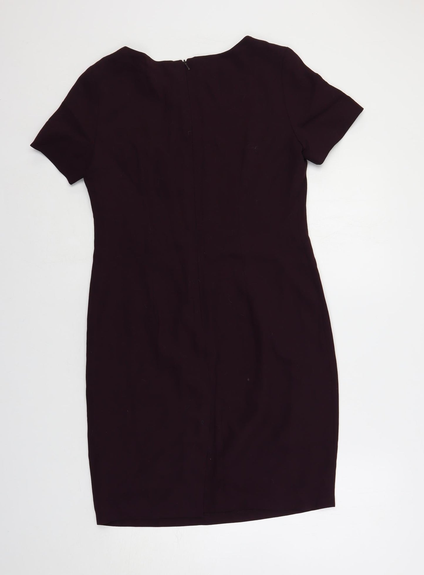J. Taylor Womens Purple Viscose Pencil Dress Size 12 Boat Neck Zip