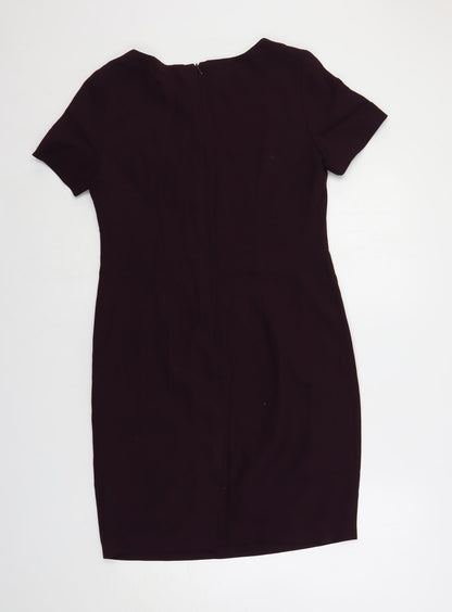 J. Taylor Womens Purple Viscose Pencil Dress Size 12 Boat Neck Zip