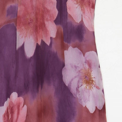 Moonlight Womens Purple Floral Polyester Pencil Dress Size 12 Round Neck Zip