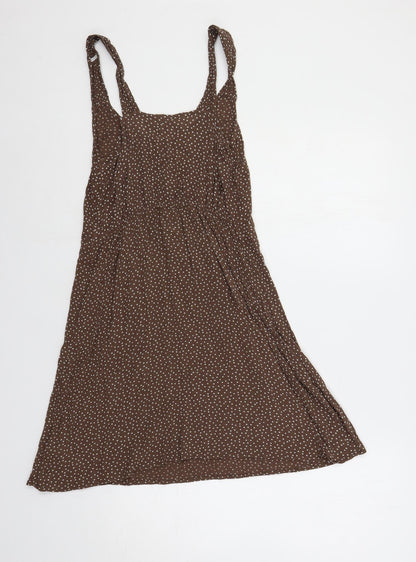 NEXT Womens Brown Polka Dot Viscose Tank Dress Size 6 Scoop Neck Pullover