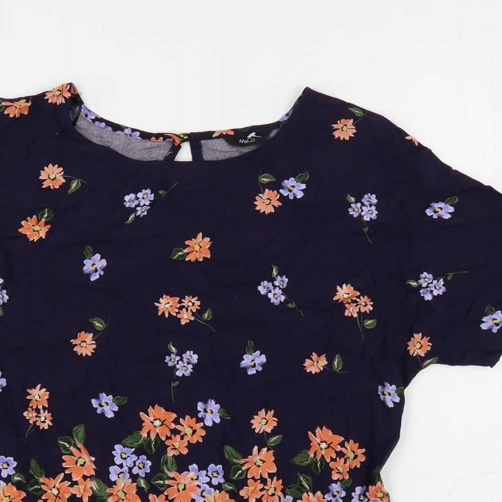 Womens UK Size 10 M&Co Blue Basic Blouse