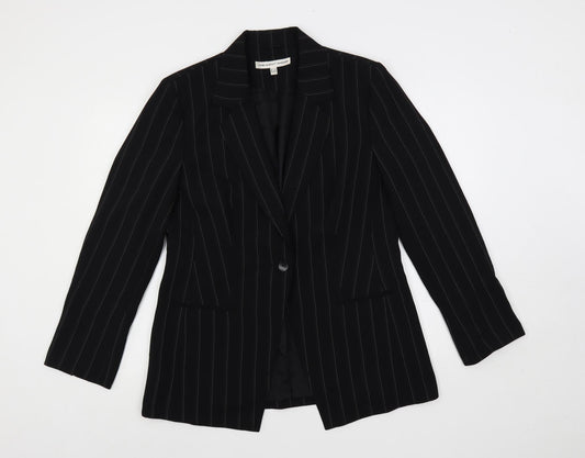 Fenn Wright Manson Womens Black Striped Jacket Blazer Size 14 Button