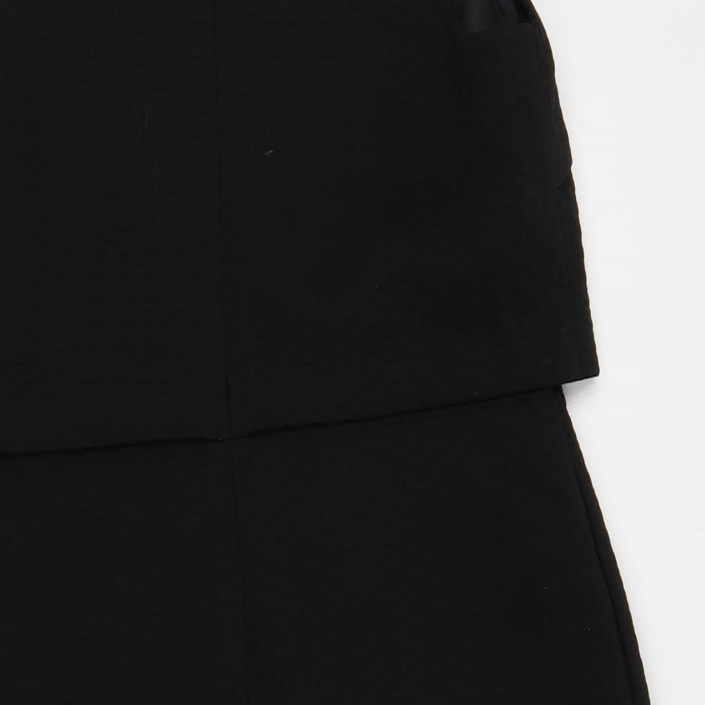 Marks and Spencer Womens Black Polyester Shift Size 14 V-Neck Zip - Textured