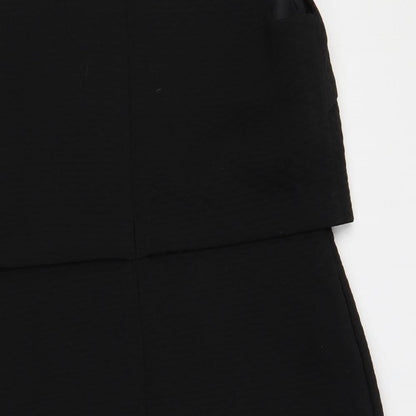 Marks and Spencer Womens Black Polyester Shift Size 14 V-Neck Zip - Textured