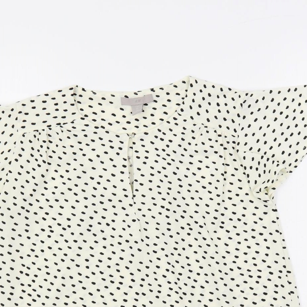 Womens UK Size XS H&M Ivory Basic Blouse