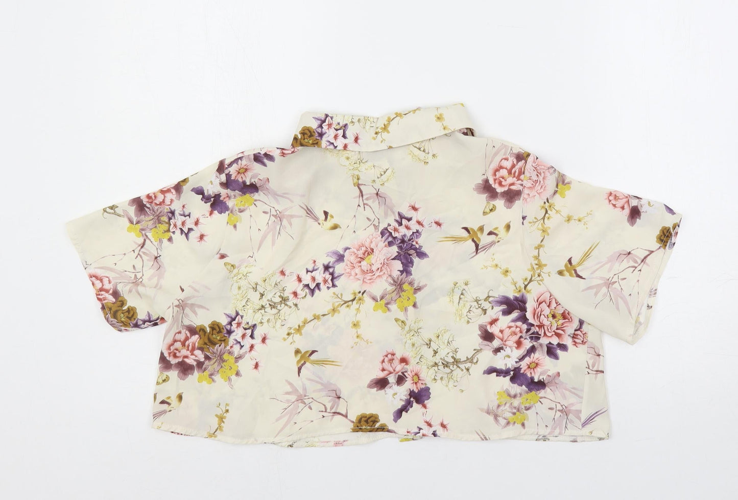 Womens UK Size S Love Multicoloured Cropped Button-Up