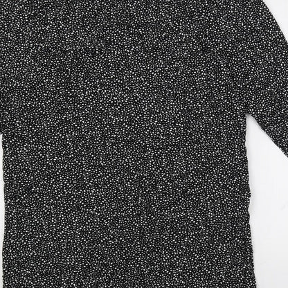 H&M Womens Black Animal Print Viscose Shift Size XS Round Neck Button