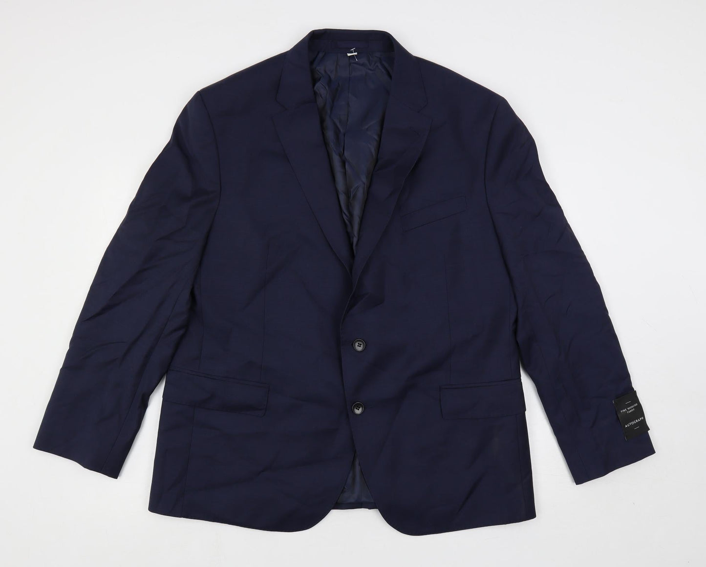 Autograph Mens Blue Wool Jacket Suit Jacket Size 46 Regular