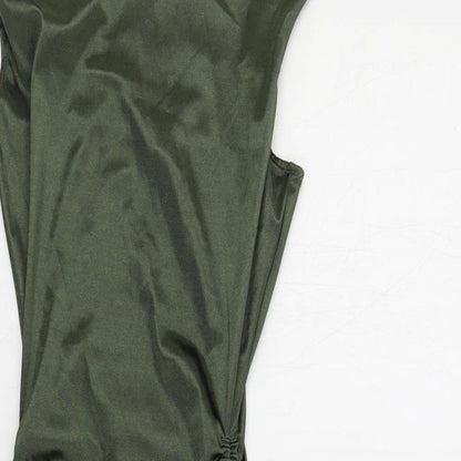 Divided by H&M Womens Green Polyester Bodycon Size 2XS Cowl Neck Pullover - Ruched