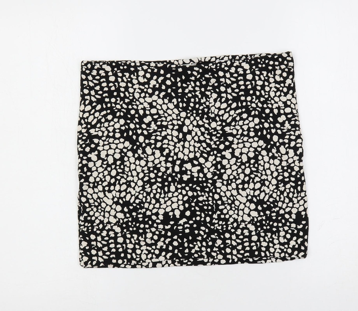 H&M Womens Black Animal Print Cotton Mini Skirt Size M - Elastic Waist