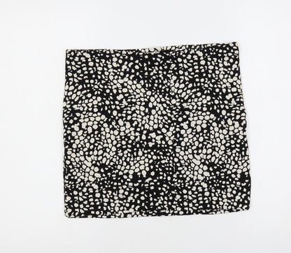 H&M Womens Black Animal Print Cotton Mini Skirt Size M - Elastic Waist