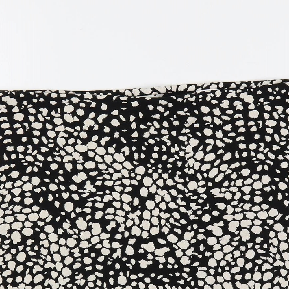 H&M Womens Black Animal Print Cotton Mini Skirt Size M - Elastic Waist