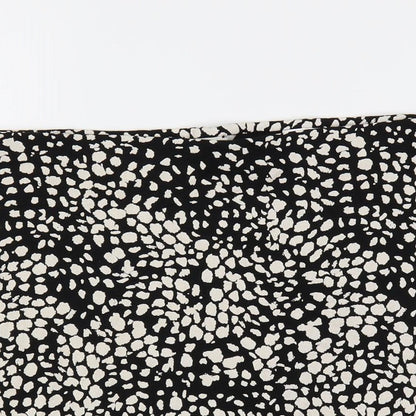 H&M Womens Black Animal Print Cotton Mini Skirt Size M - Elastic Waist