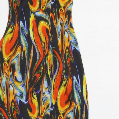 PRETTYLITTLETHING Womens Multicoloured Geometric Polyester Bodysuit One-Piece Size 8 Snap