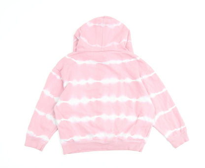 Cotton On Girls Pink Striped Cotton Pullover Hoodie Size 9-10 Years Pullover