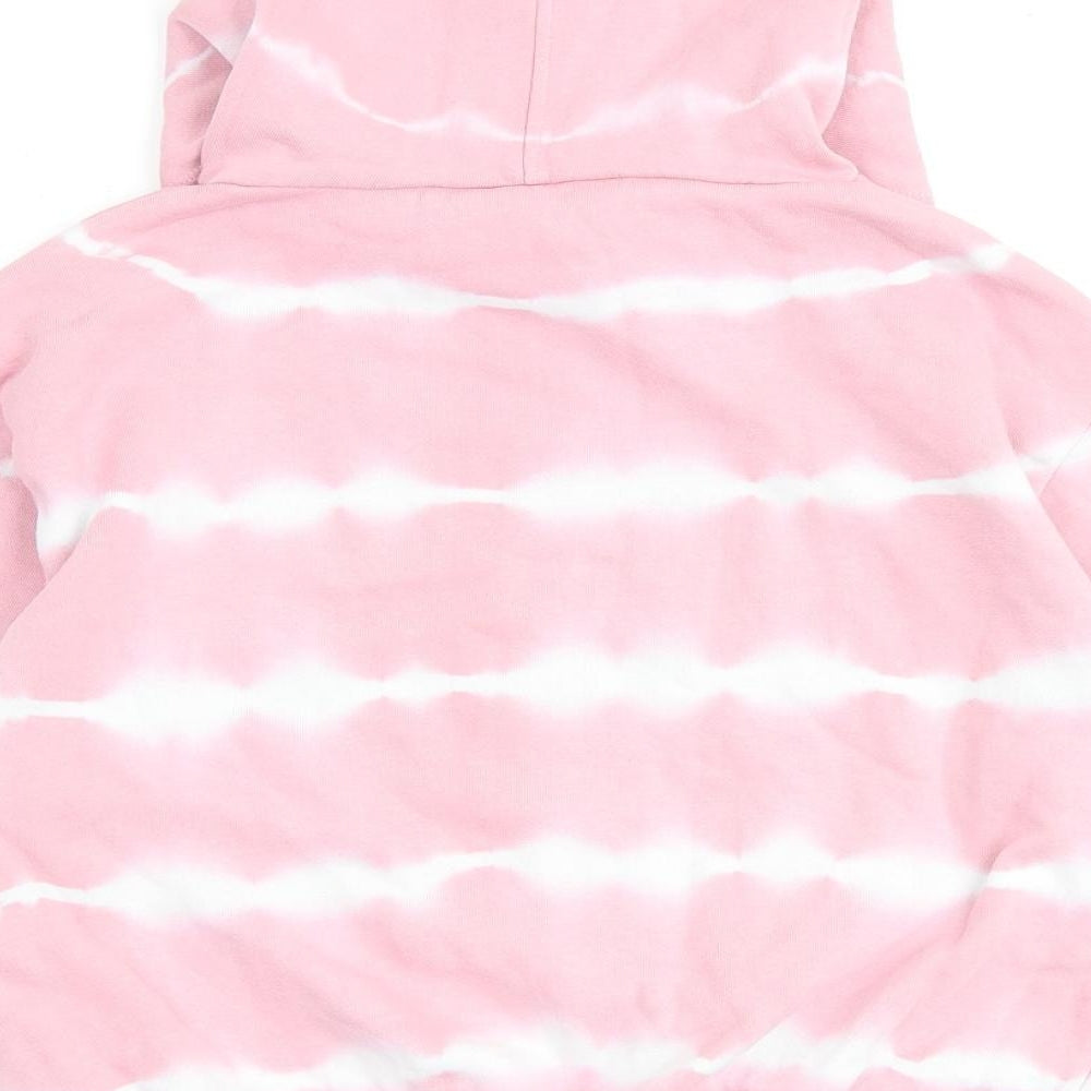 Cotton On Girls Pink Striped Cotton Pullover Hoodie Size 9-10 Years Pullover
