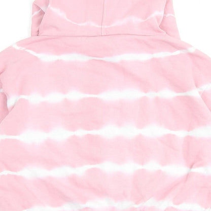 Cotton On Girls Pink Striped Cotton Pullover Hoodie Size 9-10 Years Pullover