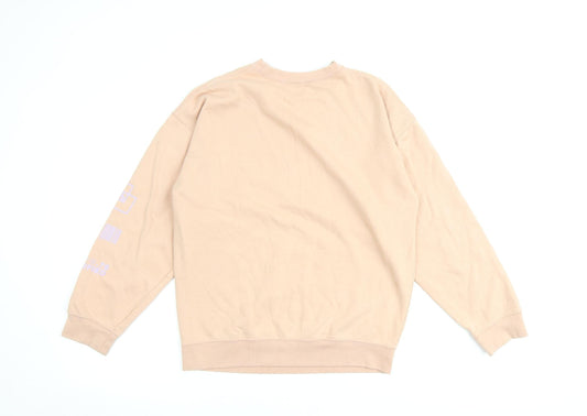 Boohoo Womens Pink Cotton Pullover Sweatshirt Size XS Snap