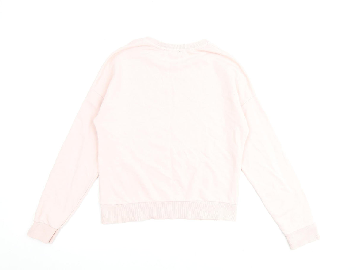 New Look Womens Pink Cotton Pullover Sweatshirt Size 6 Pullover